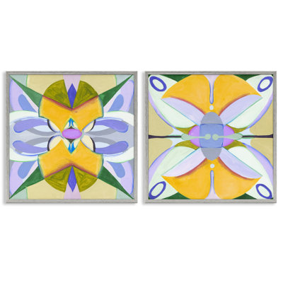 Kaleidoscopic Revival Hues 2pc Framed Giclee Set, design by Melissa Wang