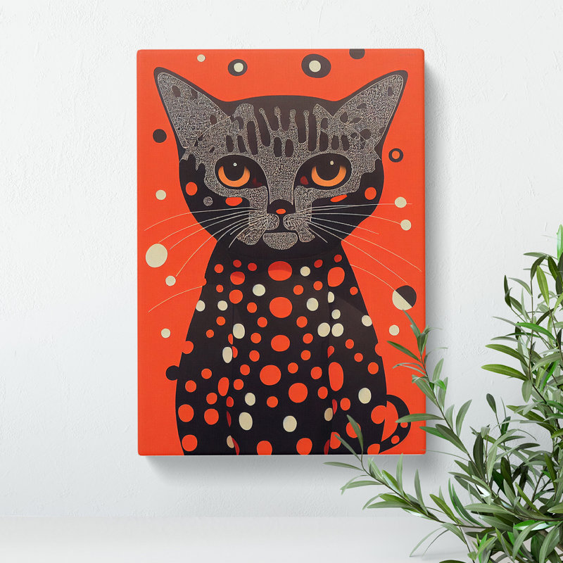 Spotty Cat Abstract - Wrapped Canvas Print, 76cm H x 50cm W x 3cm D