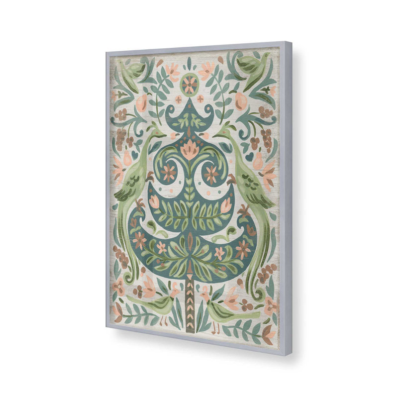 Arbre de Noël floral Folk I, Cadre en chrome poli, H 21,25 po x l 17,25 po