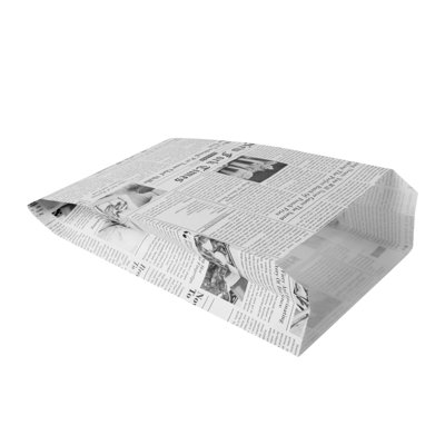 Restaurantware-Bag Tek 4.3 x 1.6 x 6.3 Inch Snack Bags, 100 Greaseproof French Fry Bags - Durable, Microwavable, Newsprint Paper Treat Bags, Freezable, With Pinch Bottom And Side Gussets