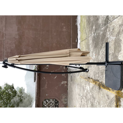 Parasol carré de 2,5 x 2,5 m avec éclairage solaire extérieur, résistant au vent, idéal pour le jardin, la terrasse ou la piscine. Couleurs résistantes à la lumière (norme européenne de niveau 4).
