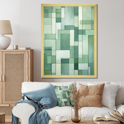 «Green Cubic Line», art déco I sur toile