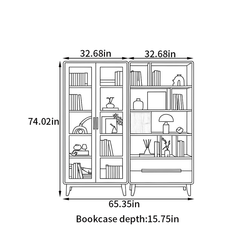 Modern simple style solid wood bookcase