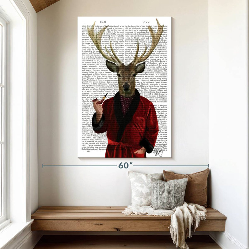 Cerf dans un manteau de fumée Brampt, H 51 po x l 34 po
