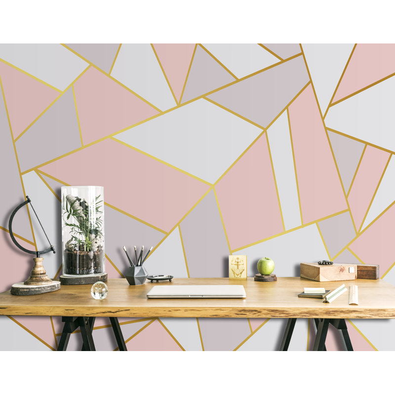 Papier peint amovible à formes géométriques triangulaires et trapézoïdales, L 75 po x L 112 po