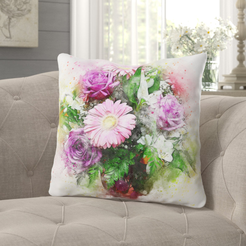 Coussin Flowers, Microsuède, Intérieur