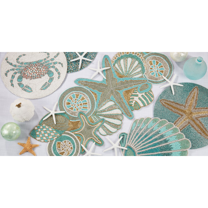 Table Runner With Sea Shell Beaded Design