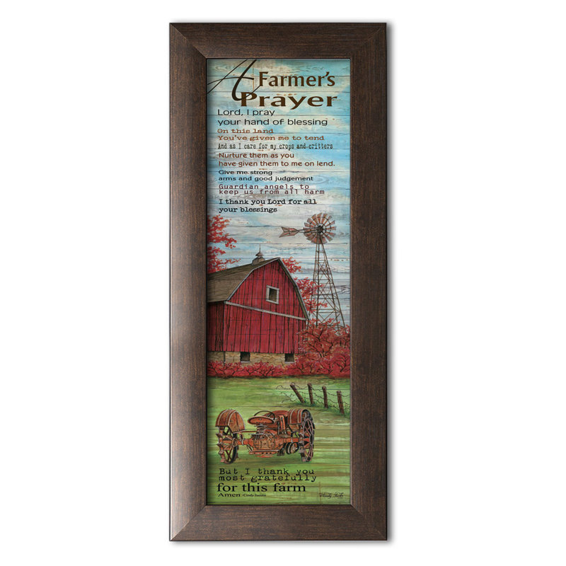 «A Farmer's Prayer» par Cindy Jacobs, reproduction d'art textuel sur toile, H 20 po x l 8 po x P 0,75 po, Cadre brun