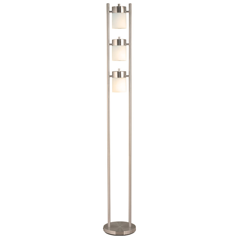 Lampe sur pied réglable de 65 po avec trois abat-jours blancs givrés - parfaite pour tout espace, Blanc