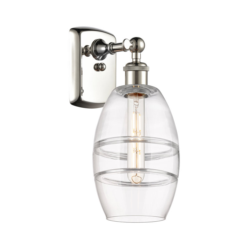 Bettylou Steel Armed Sconce, Clear, 9.13" H x 5.88" W x 7.06" D, Polished Nickel