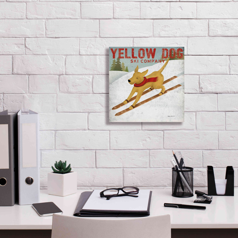 «Yellow Dog Ski Co» par Ryan Fowler, H 12 po x l 12 po x P 0,75 po