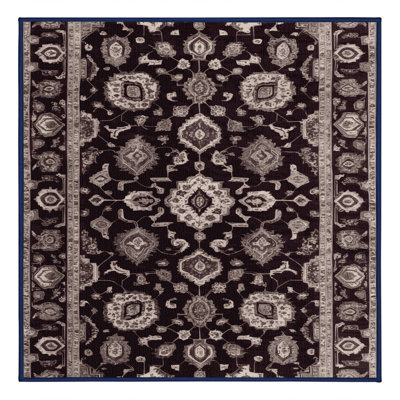 Machine Washable Tabriz Black Area Rug