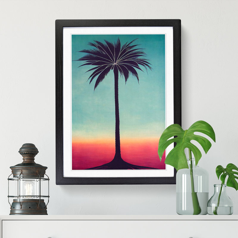 Palm Tree Art Vol.1 - Single Picture Frame Print, Black, 64cm H x 46cm W x 2cm D