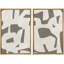 Ensemble de 2 pièces de style Mid-Century verdâtre brun clair à motif abstrait, simple et minimaliste, art moderne encadré sur toile-2041046688-2041046695