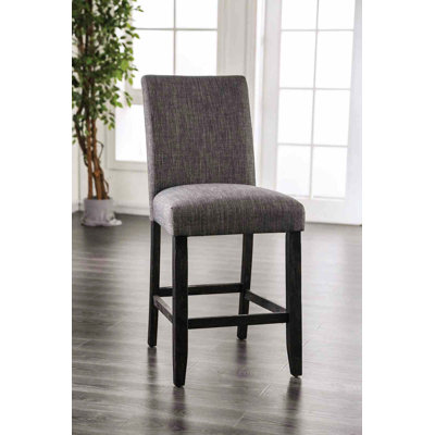 Chaise de salle à manger rembourrée en tissu à hauteur de comptoir de style rustique 2 pièces