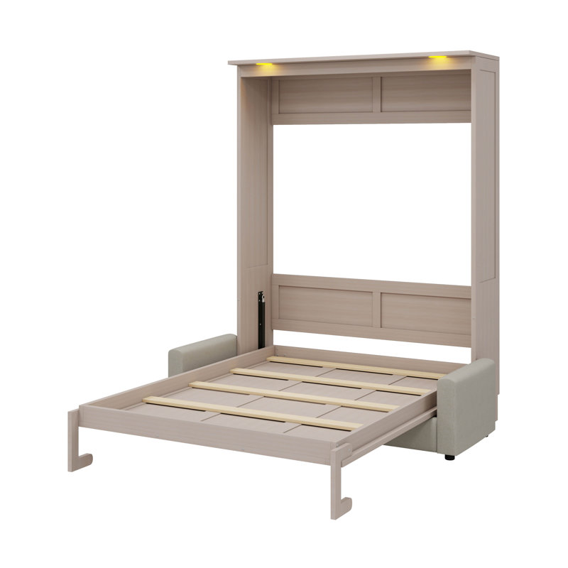 Grand lit escamotable avec canapé et éclairage DEL
