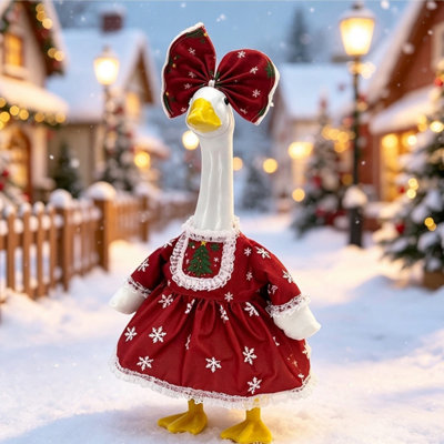 Ensemble de robes en dentelle rouge à flocons de neige pour costumes d'oies de 58 cm (23 pouces) - Décorations de Noël