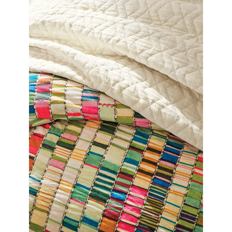 Penelope Stripe Multi Coverlet, King Coverlet