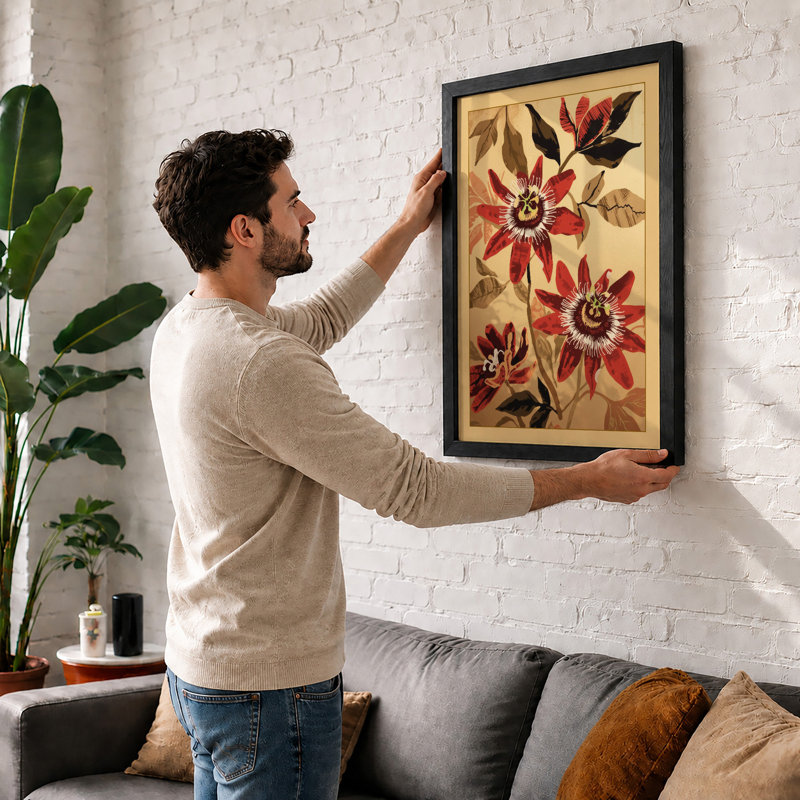 Passion Flowers Study Botanical - Framed Print, Unframed, A4 - 29.7 x 21.0 cm