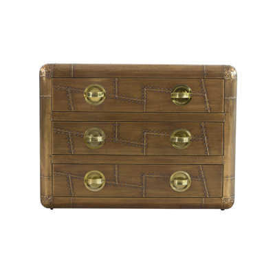 Commode 3 tiroirs Krusoe au fini laiton