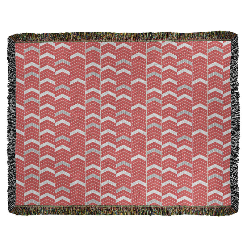 Couverture en coton tissé Rhonda, l 50 po x L 60 po, Rouge / Mauve