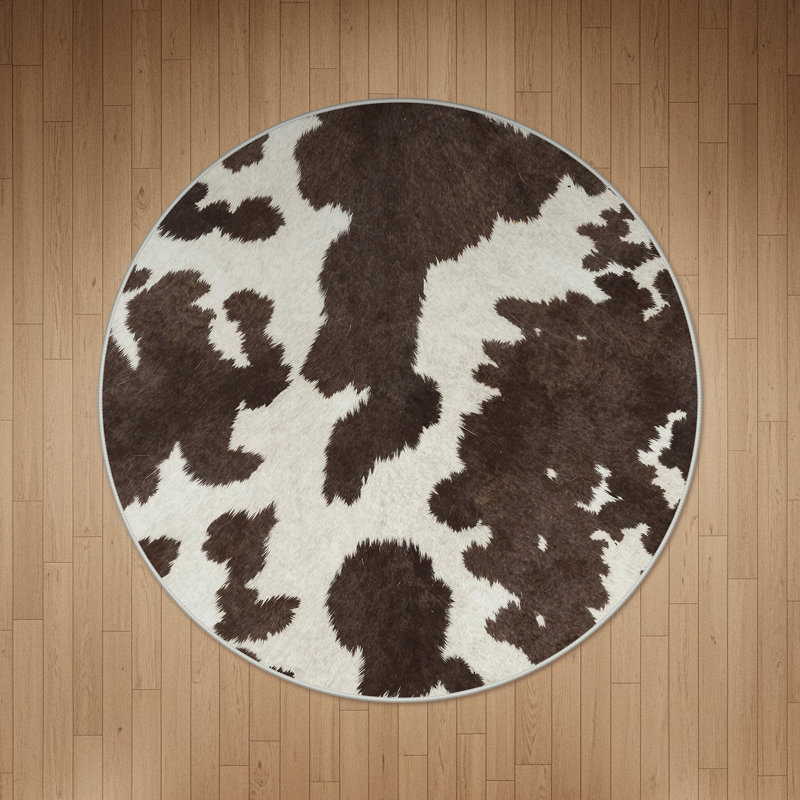 Tapis antidérapant beige / brun Aura, Rond 5 pi