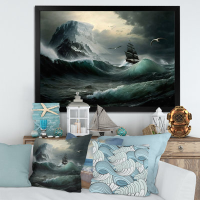 Voilier sur les vagues sauvages de la haute mer sur toile
