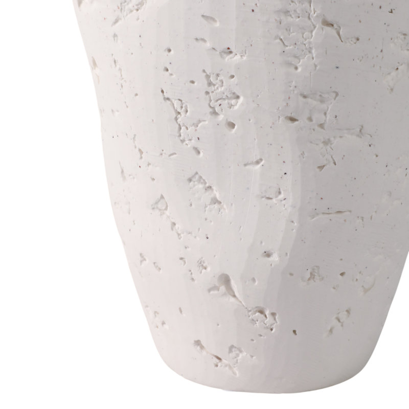 Pot de temple coulé en pierre, blanc, 21"