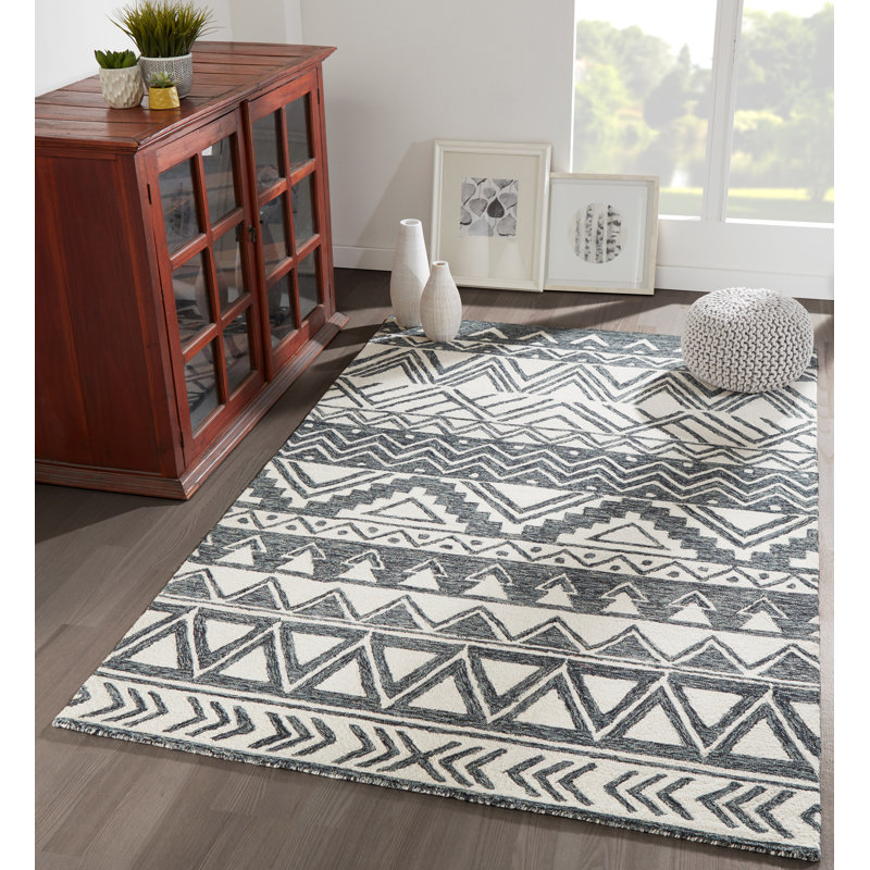 Adhley Wool Geometric Indoor Rug, Rectangle 5' X 8'