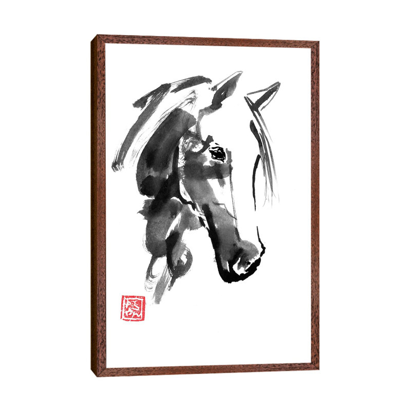 Little Horse by Péchane - Print on Canvas, 152.5 cm H x 101.5 cm W, Classic Brown Wood Framed