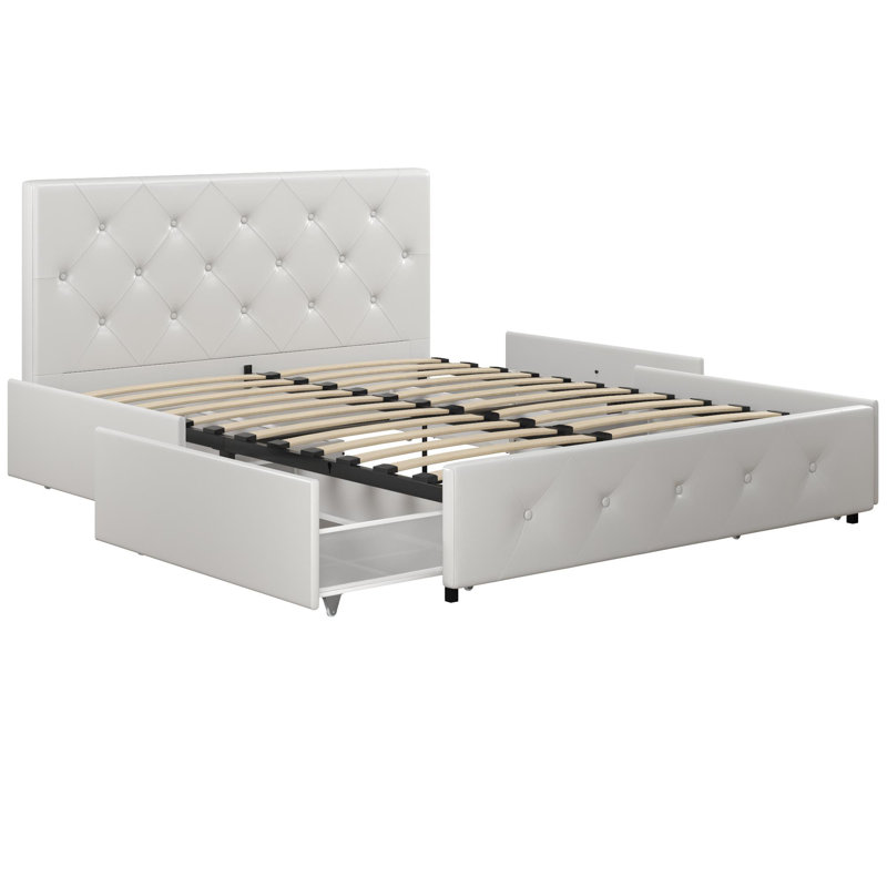 Aybri Upholstered Platform Storage Bed, Queen, White