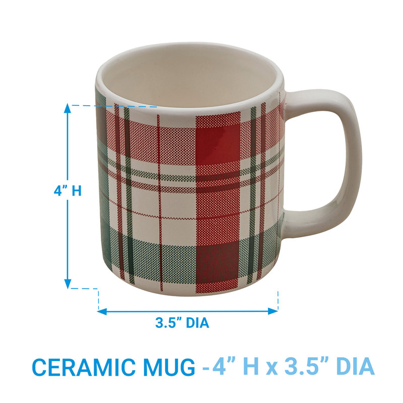 Split P Winter Botanic Plaid Mug Set - White