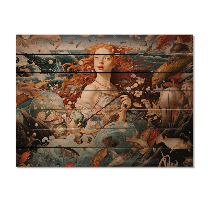 Chef-d'œuvre de la naissance de Vénus III sur bois, H 24 po x l 32 po x P 0,78 po