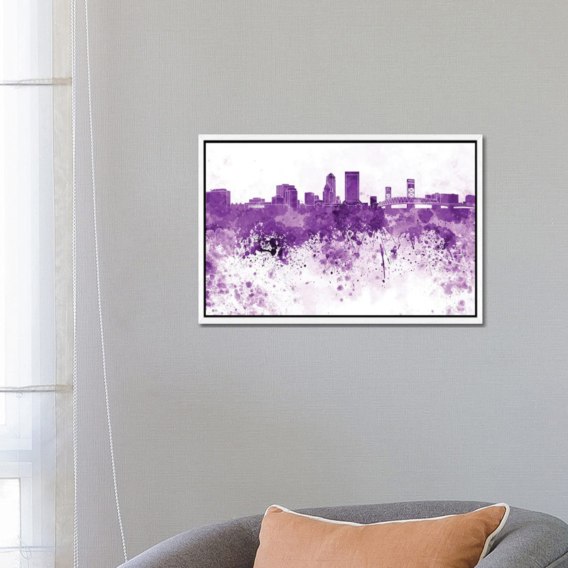 Jacksonville Skyline In Lilac by Paul Rommer - Gallery-Wrapped Canvas Giclée on Canvas, 66.04 cm H x 45.72 cm W