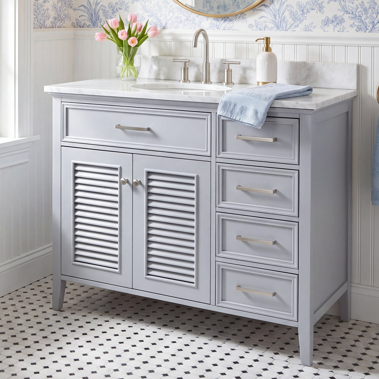 43'' Single Bathroom Vanity, Left, Gray