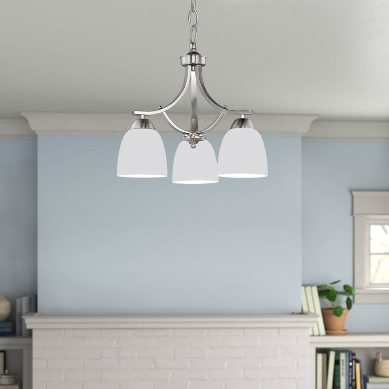 Hayden 3 - Light Dimmable Bell Chandelier, Satin Nickel