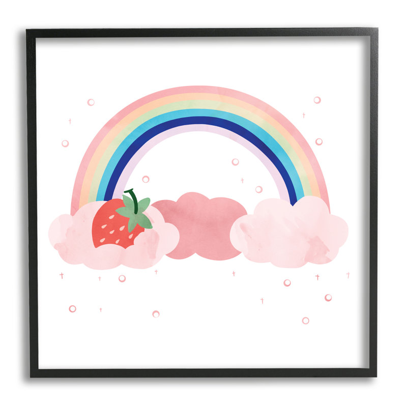 Fraise et arc-en-ciel - impression, Cadre noir, H 12 po x l 12 po