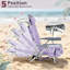 Chaise de plage réglable à 5 positions avec rangement intégré, pochette glacière et poches latérales pour la plage, la piscine et la pelouse