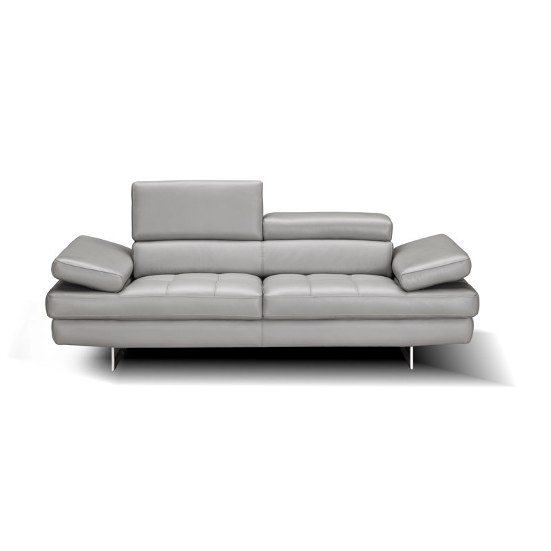 Canapé à accoudoirs coussinés en cuir véritable 92,9 po Budislav, 37" H x 78.7" W x 41.3" D