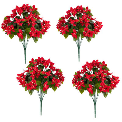 19In. UV Resistant Artificial Bougainvillea Bush (Indoor/Outdoor) - Set Of 4