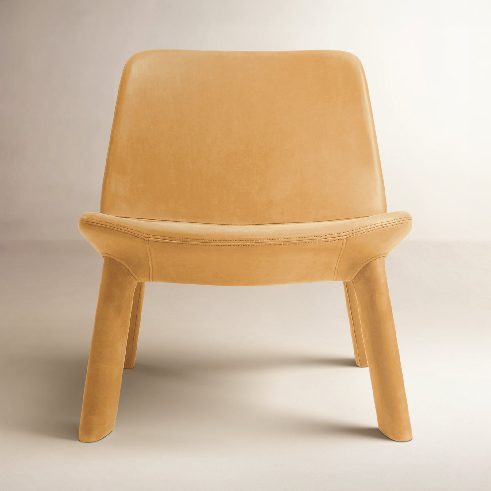 Neat Upholstered Accent Chair, Camel Genuine Leather