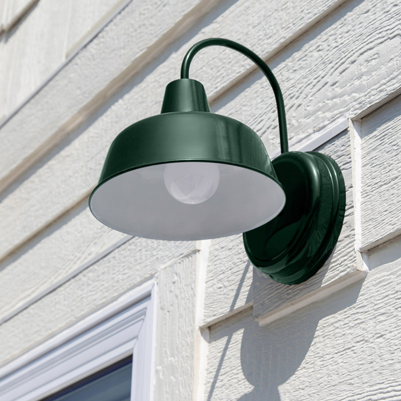 Luminaire de grange d'extérieur Jaklynn, H 11 po x l 8,38 po x P 10,5 po, Vert forêt