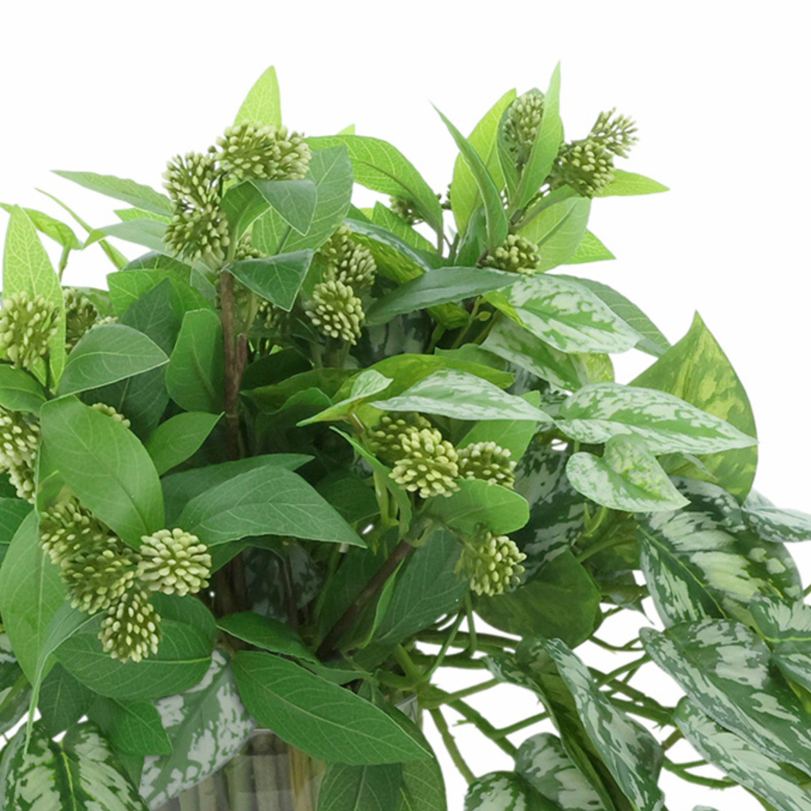 Ivy and Sedum Arrangement in Glass Vase
