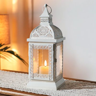 Lanterne en métal de style rustique de 13 po de hauteur Bungalow Rose