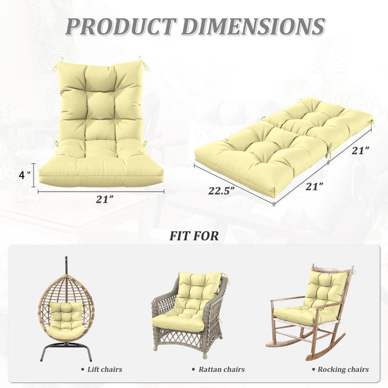 Outdoor/Indoor Seat / Back Cushion, Light Yellow, 21” W x 21“ D 