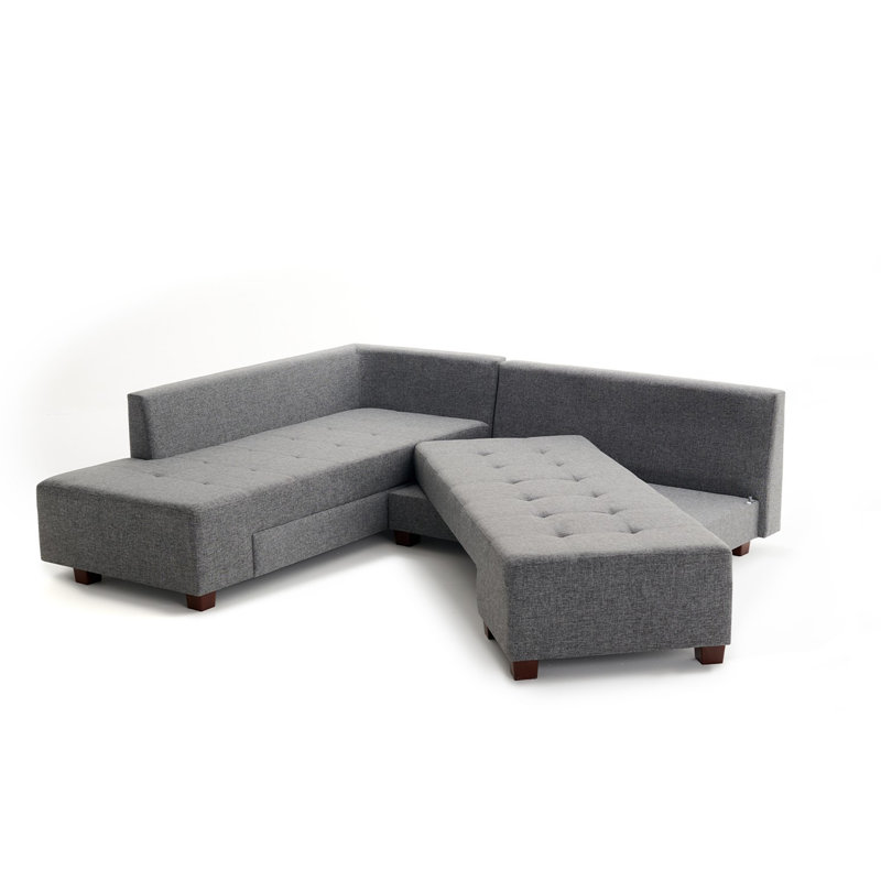 Canapé-lit large de 110,2 po Harjeevan, 100% polyester gris, Orienté à droite