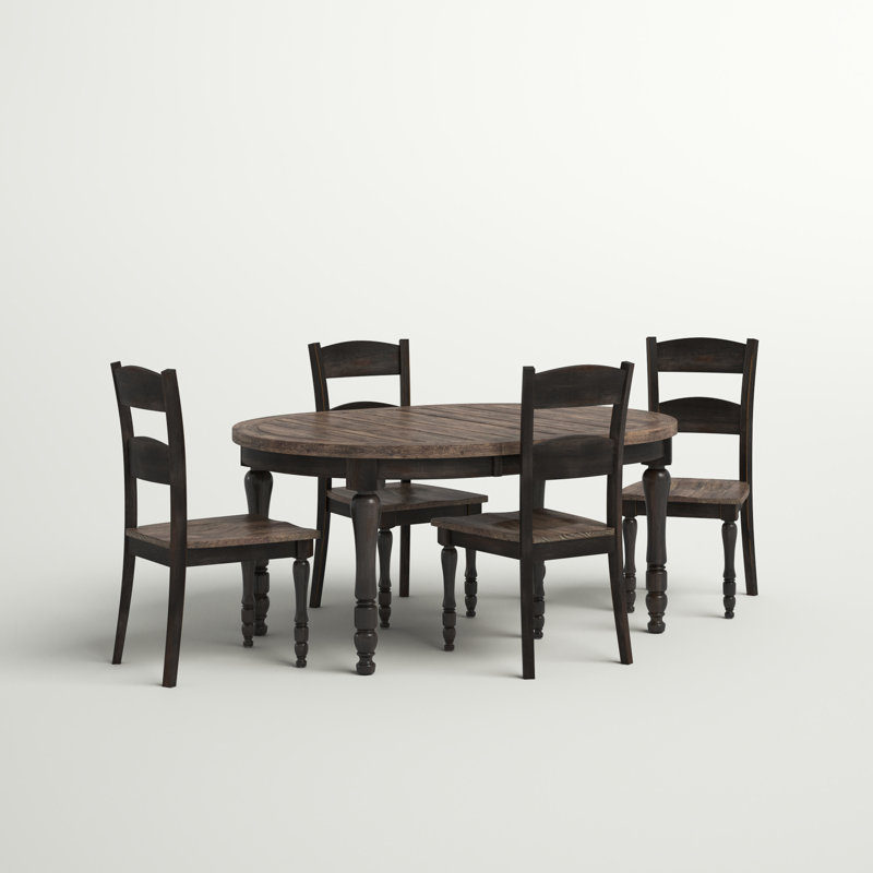 Karley 5-Piece Solid Wood Dining Set , Vintage Black