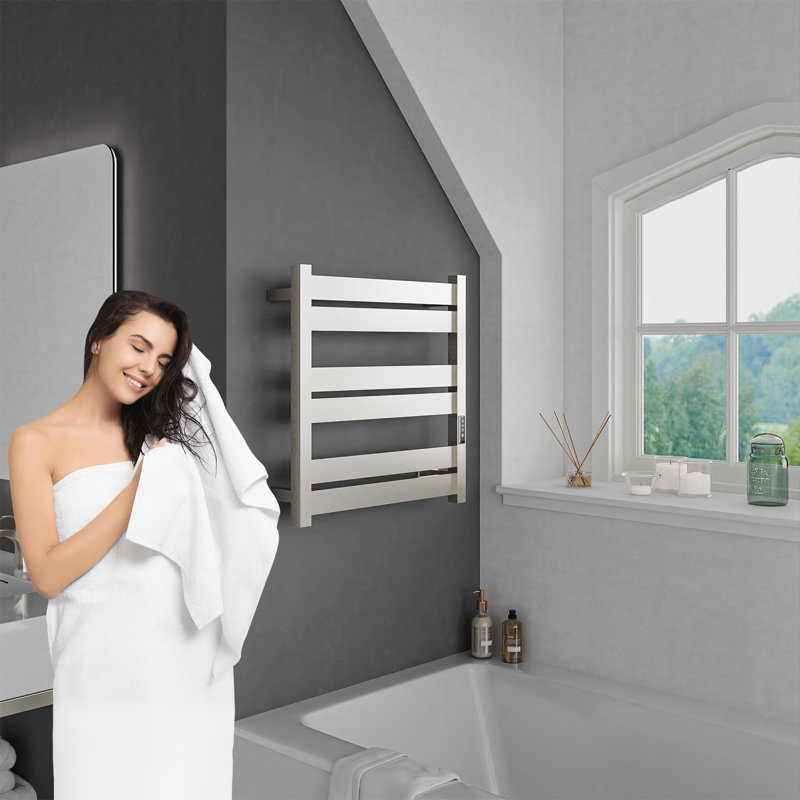 Brushed Nickel Wall Mounted 6-Bar Electric Towel Warmer