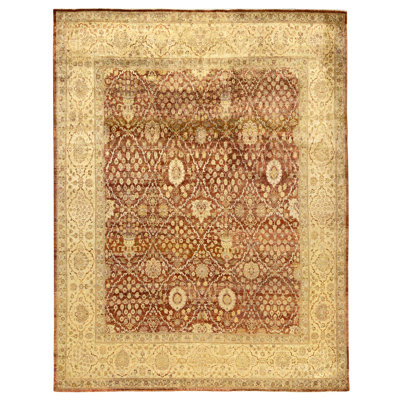 Tapis rouge et crème noué à la main de haute qualité