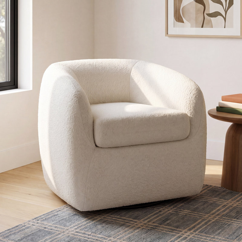 Monty Upholstered Swivel Armchair, White